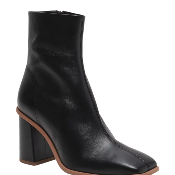 Free People | Sienna Ankle Heeled Leather Boots in Black Size 7 - Picture 3 of 12